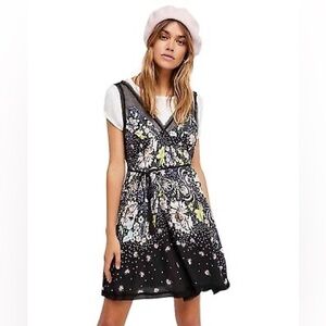 Intimately by Free People XS Floral Black Mini Sundress NWOT